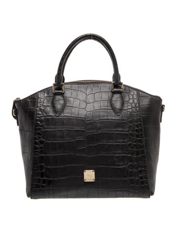 Embossed Leather Top Handle Bag