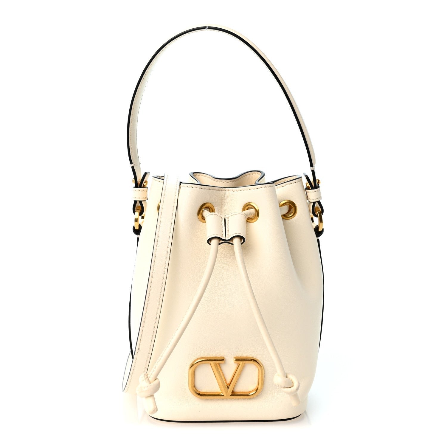Valentino Garavani Nappa Mini VLogo Signature Bucket Bag Light Ivory