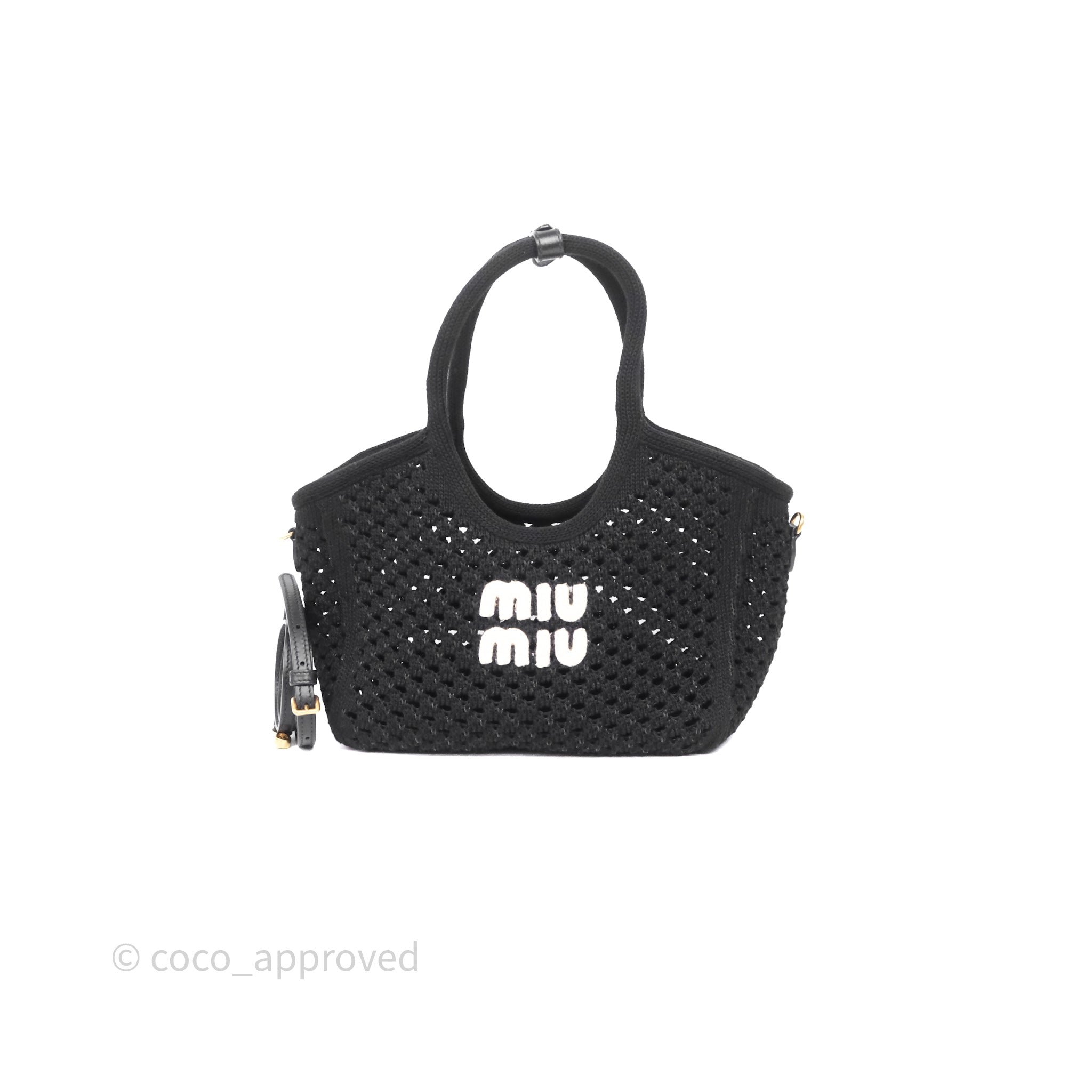 Miu Miu Miu Miu Ivy Cotton Mesh Tote Bag Black