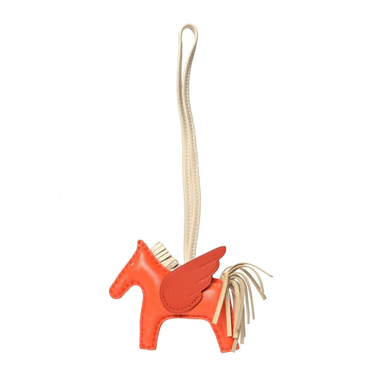 Hermes Milo Lambskin Grigri Rodeo Pegase Horse Bag Charm PM Orange Poppy Craie Terre Battue
