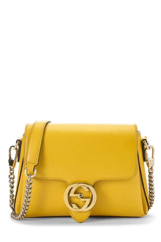 Yellow Leather Interlocking Shoulder Bag Small