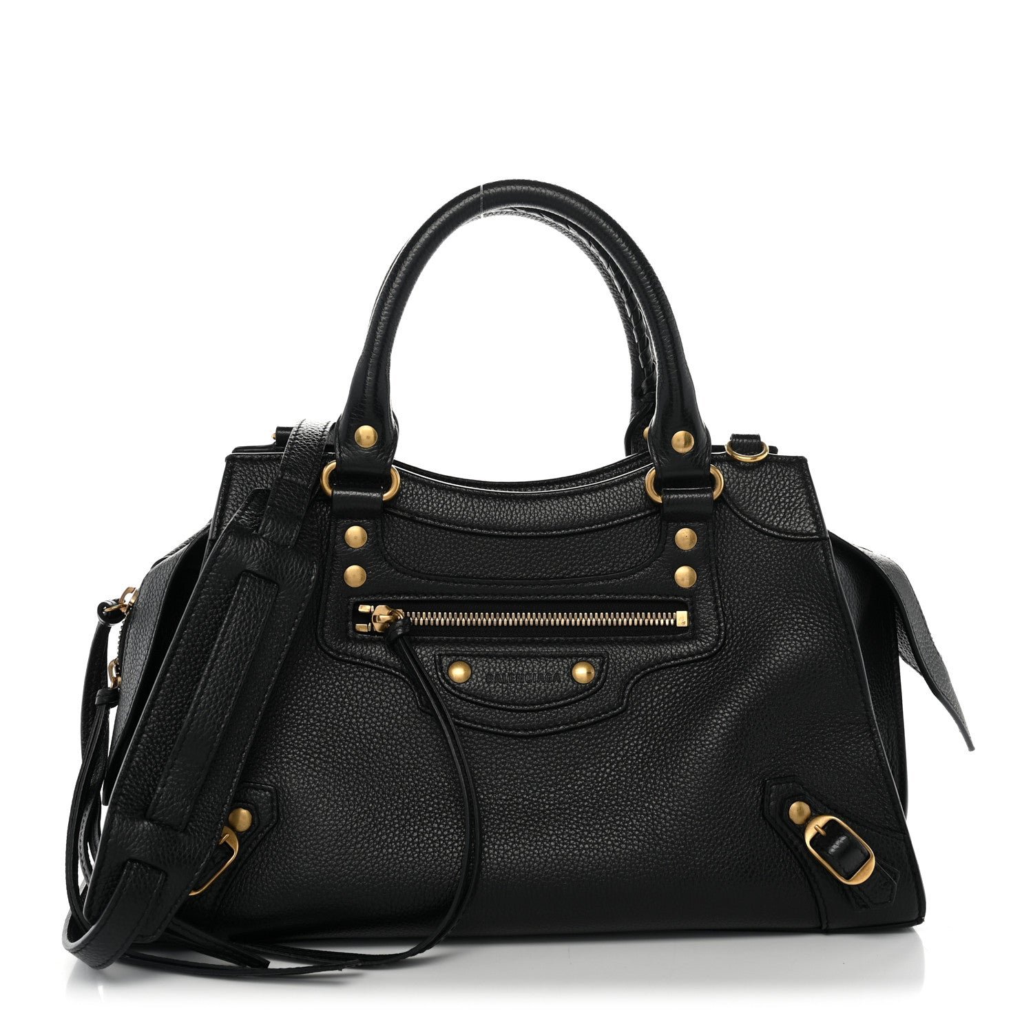 Balenciaga Grained Calfskin Neo Classic Gold Hardware S City Black