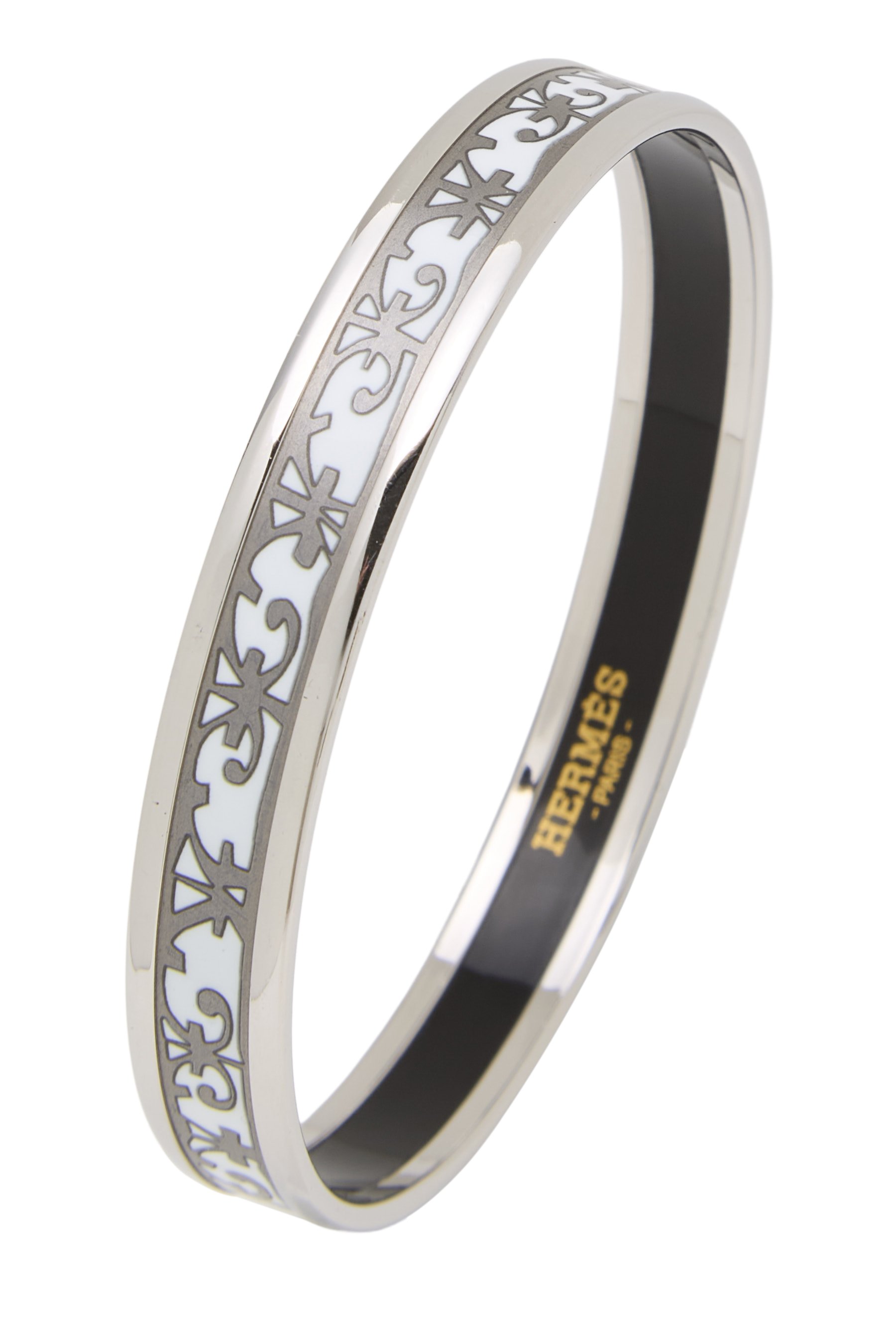 Silver Enamel Bangle Narrow