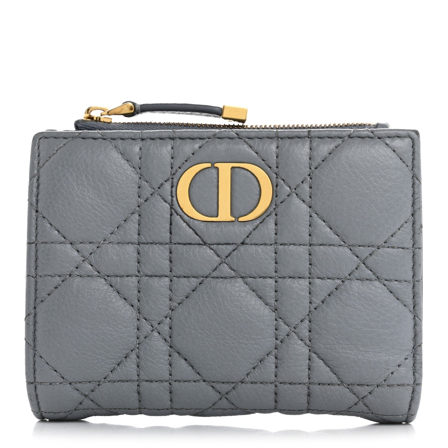 Dior Grained Calfskin Supple Cannage Caro Dahlia Wallet Cloud Blue