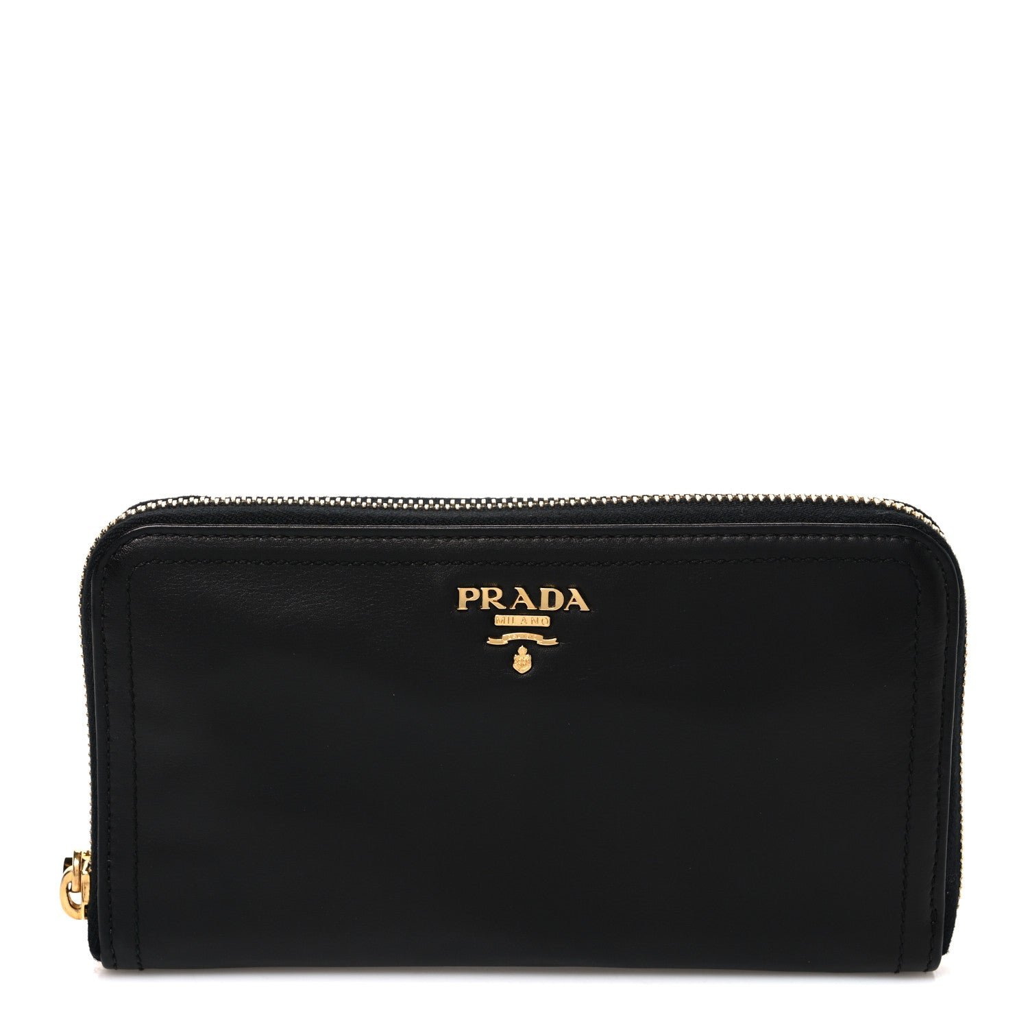 Prada Soft Calf Zip Around Wallet Black