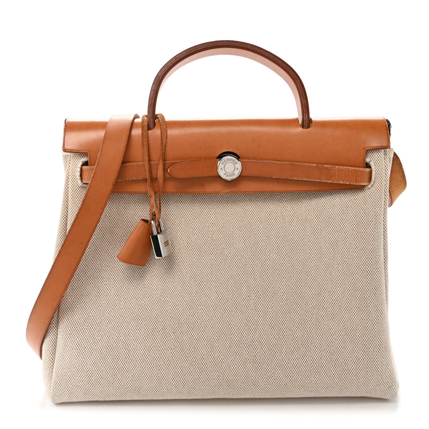 Hermes Toile Vache Calfskin Herbag PM 30 Black Natural