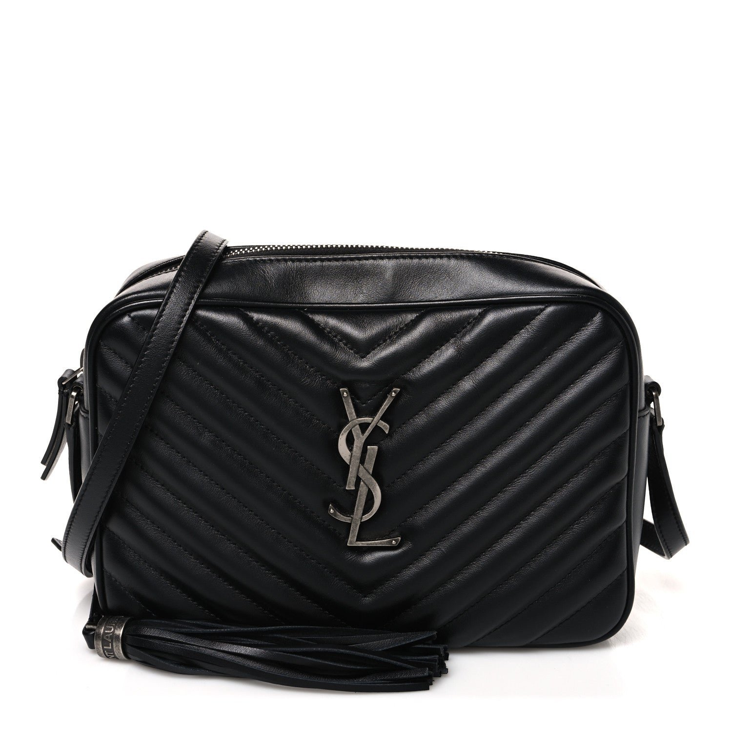 Saint Laurent Calfskin Matelasse Monogram Lou Camera Bag Black