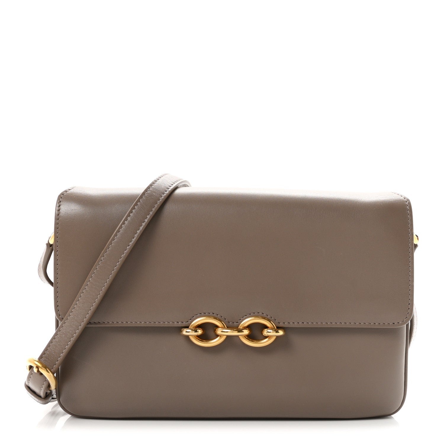 Saint Laurent Smooth Calfskin Le Maillon Satchel Greyish Brown