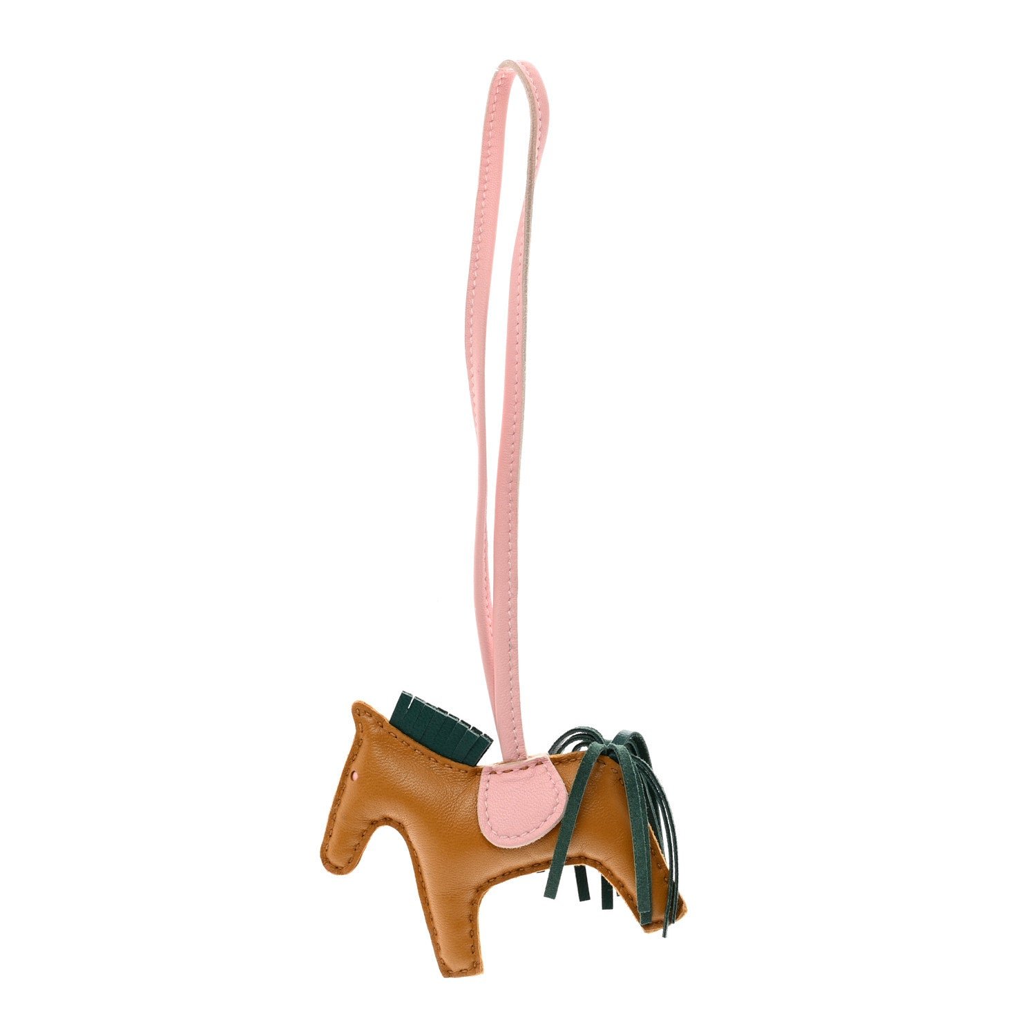 Hermes Milo Lambskin Grigri Rodeo Horse Bag Charm PM Sesame Malachite Rose Sakura