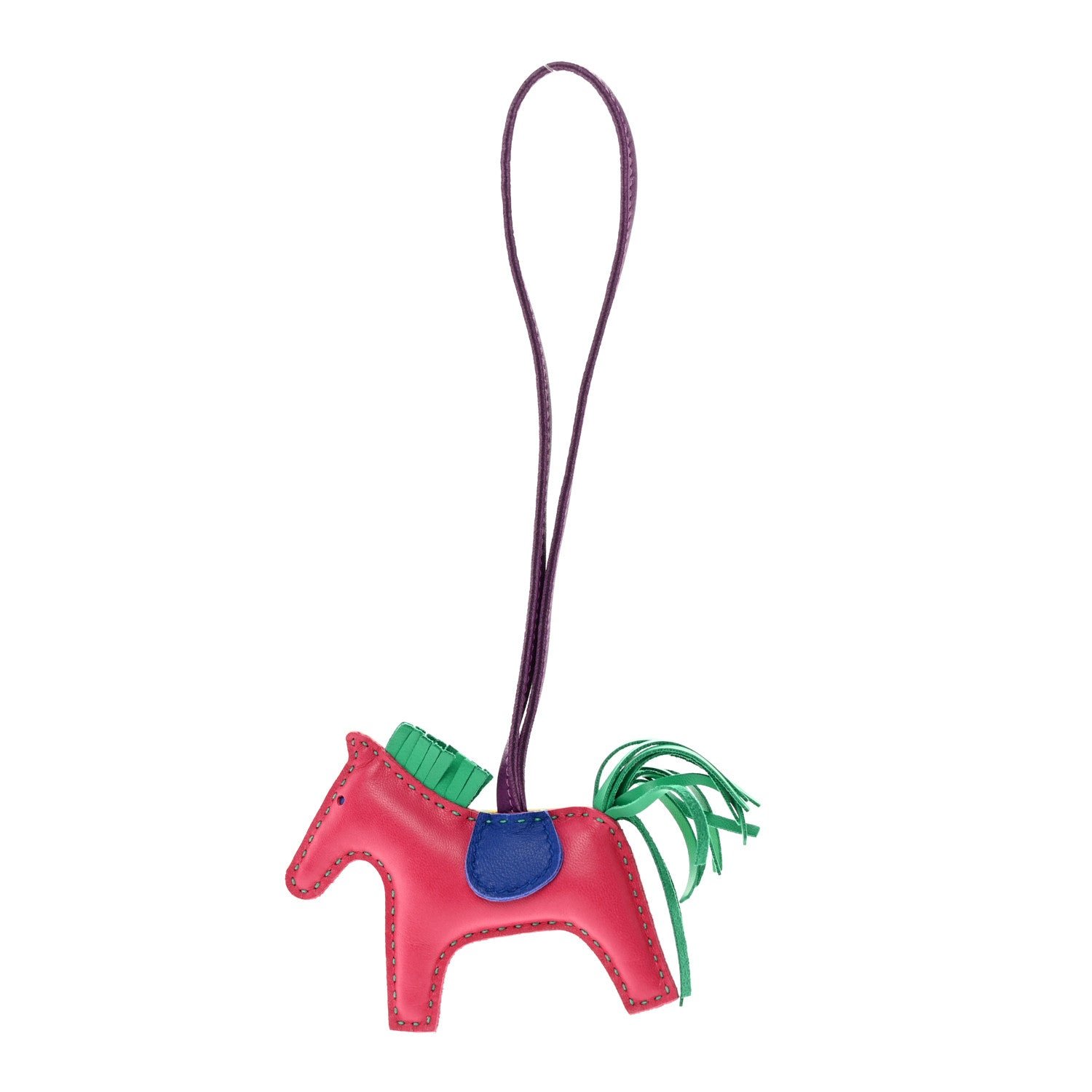 Hermes Milo Lambskin Grigri Rainbow Reversible Rodeo Bag Charm PM Bleu Electrique Rose Pourpre Lime Bleu Zanzibar