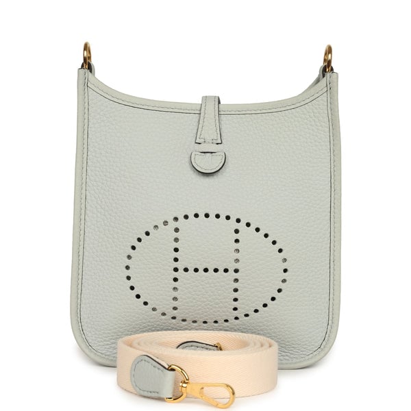 Pre-owned Hermes Evelyne TPM Bleu Pale Clemence Gold Hardware