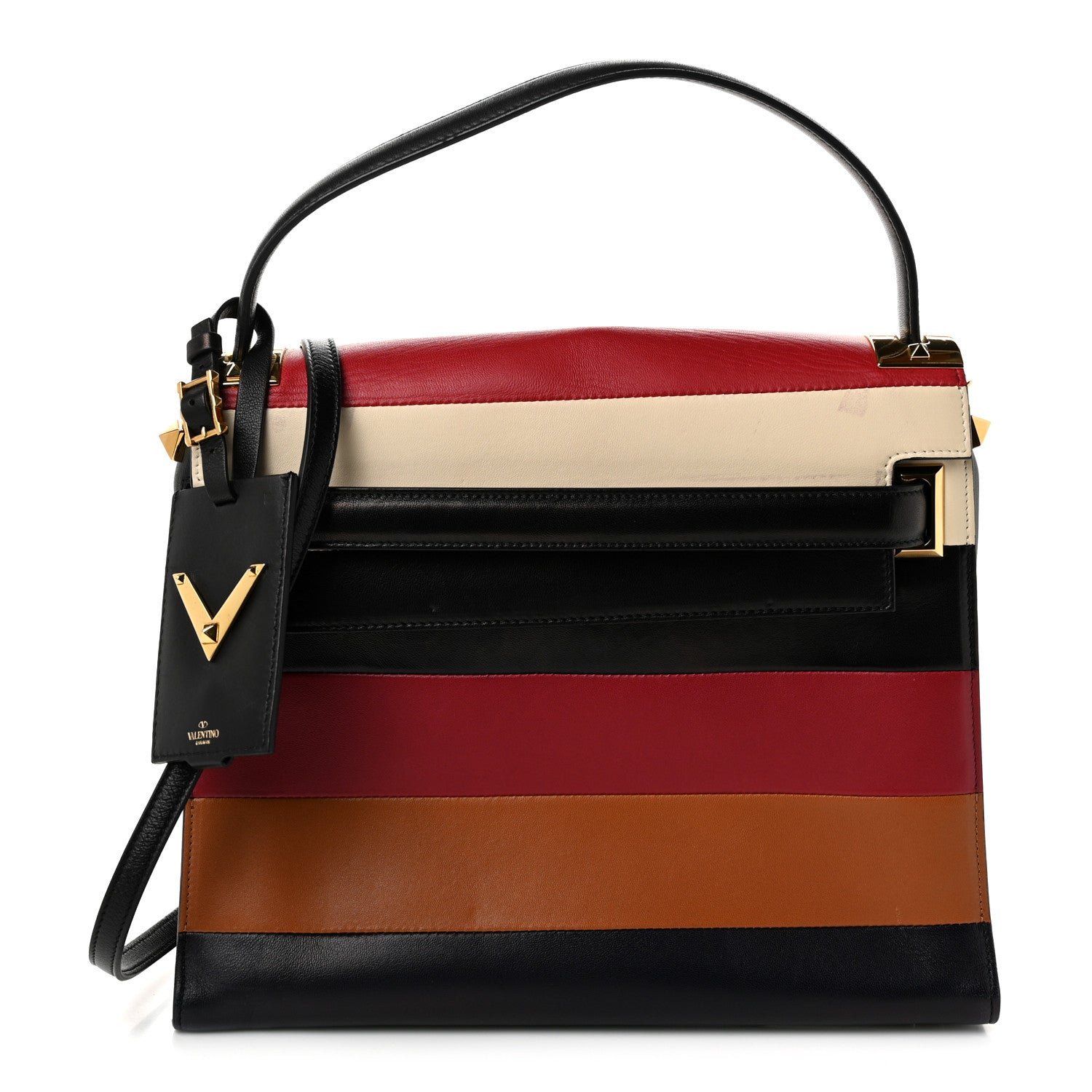 Valentino Garavani Valentino Garavani Vitello Striped Medium My Rockstud Frame Bag Multicolor