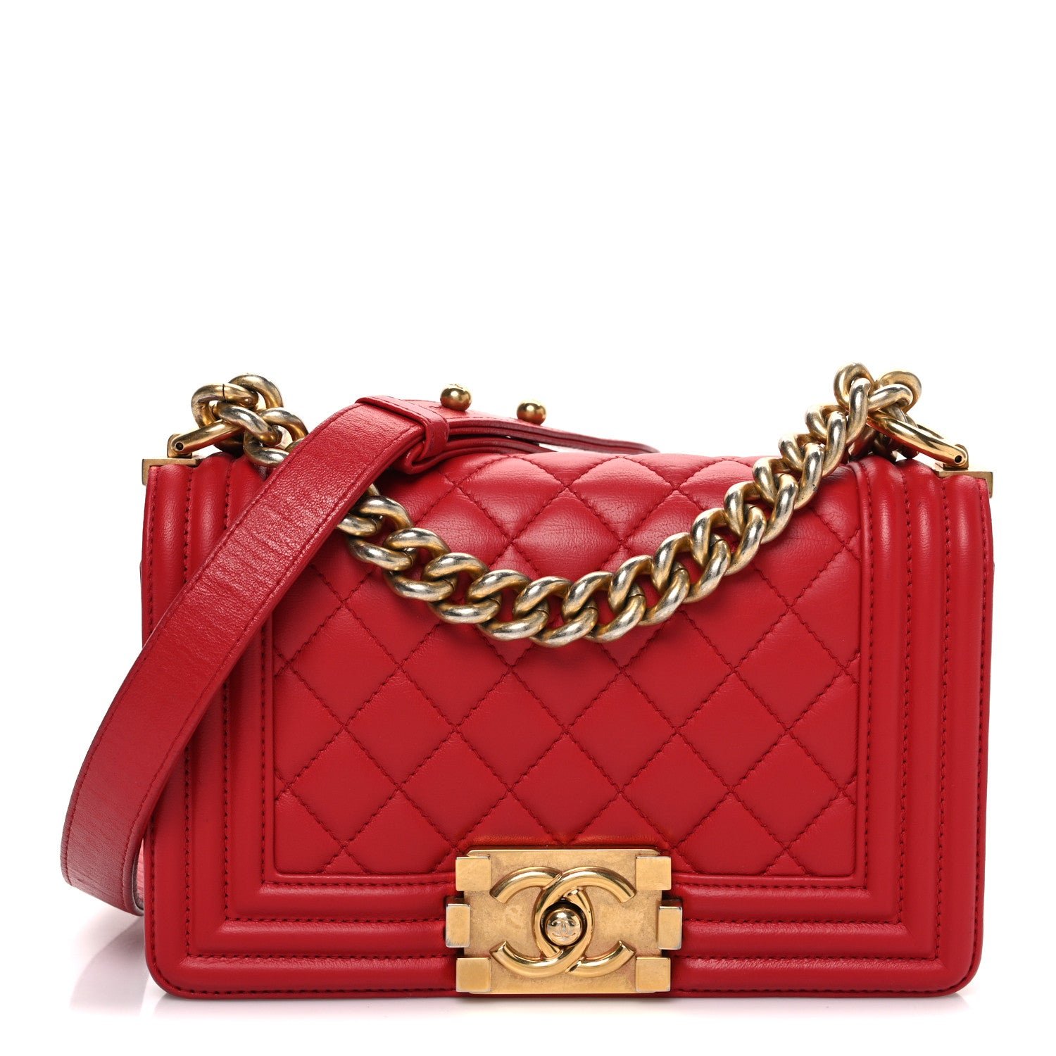 Chanel Lambskin Quilted Small Boy Flap Red