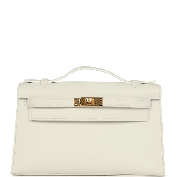 Hermes Hermes Kelly Pochette White Swift Gold Hardware