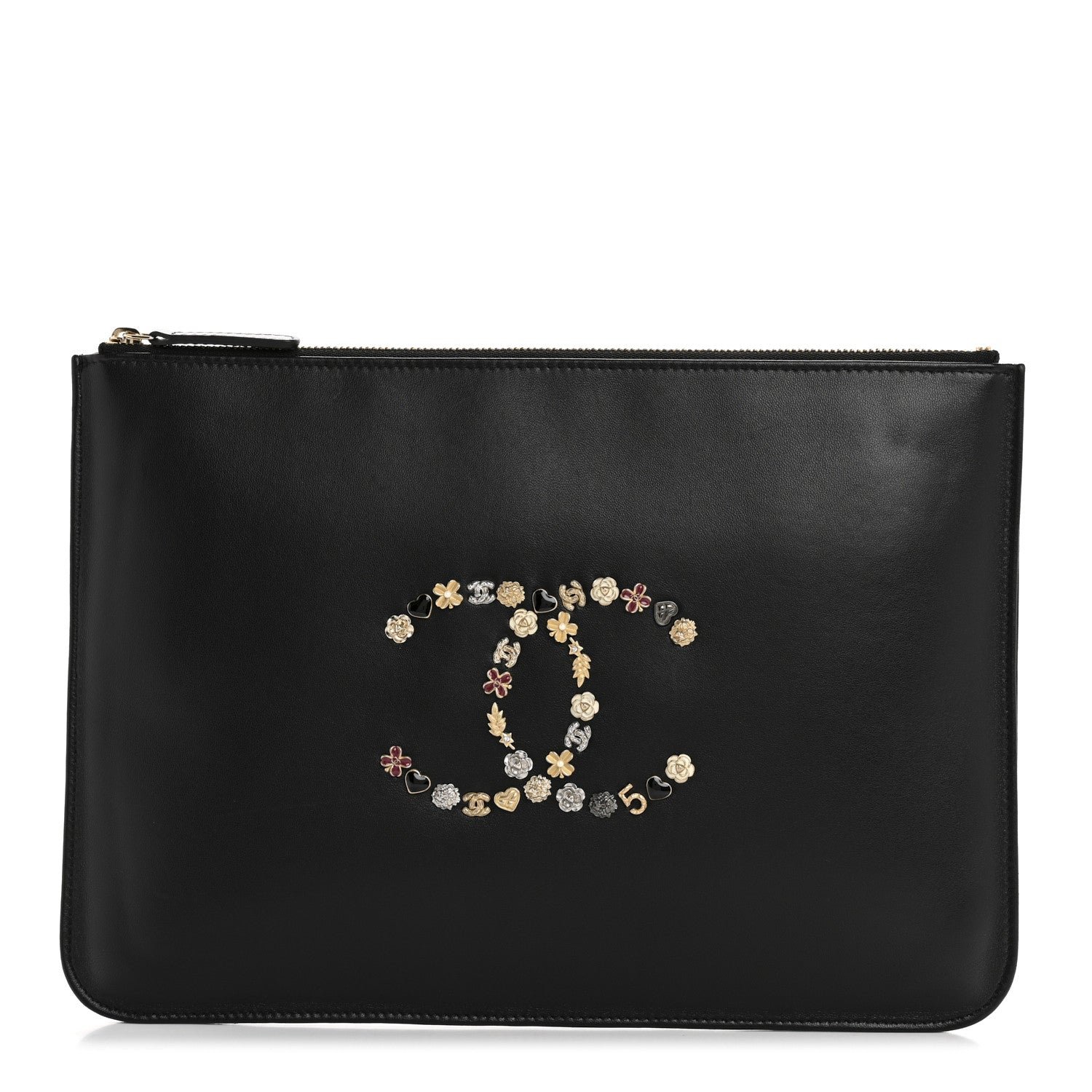 Chanel Lambskin Lucky Charms Pouch Black
