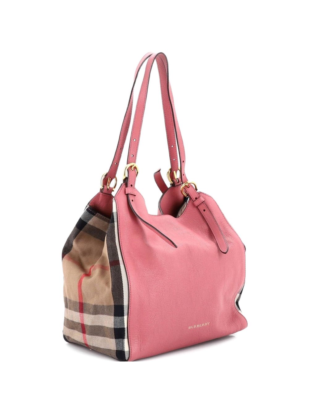 Canterbury Leather and House Check Canvas Small tote bag