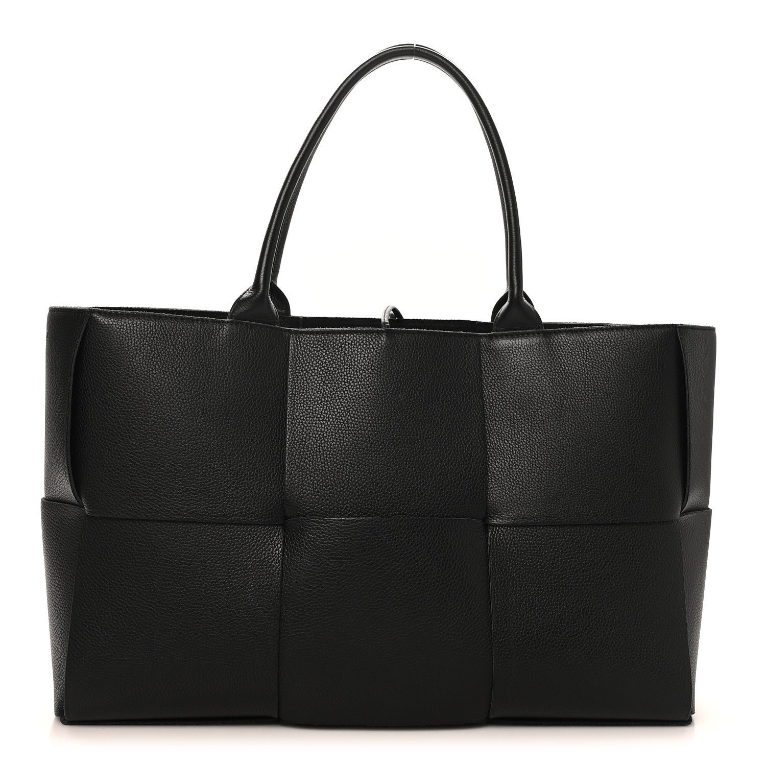 Bottega Veneta Grained Calfskin Maxi Intrecciato Medium Arco Tote Black