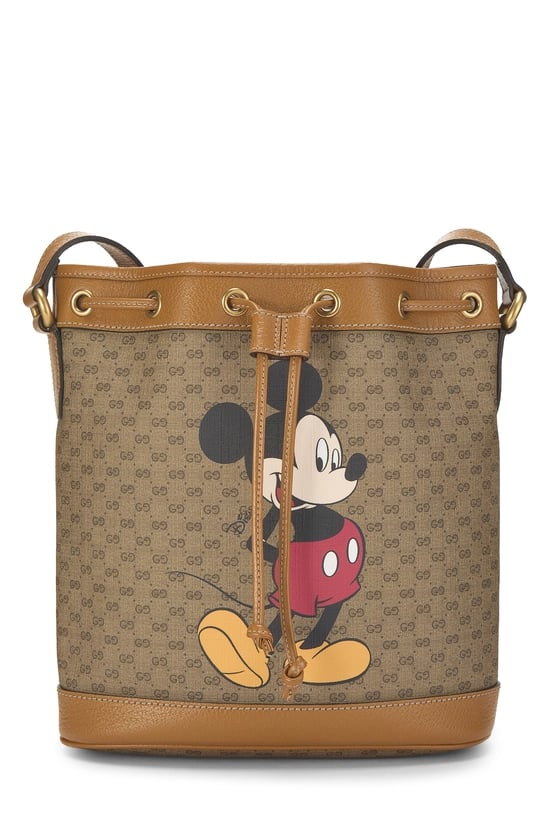 Gucci x Disney Brown GG Supreme Canvas Mickey Mouse Bucket Bag