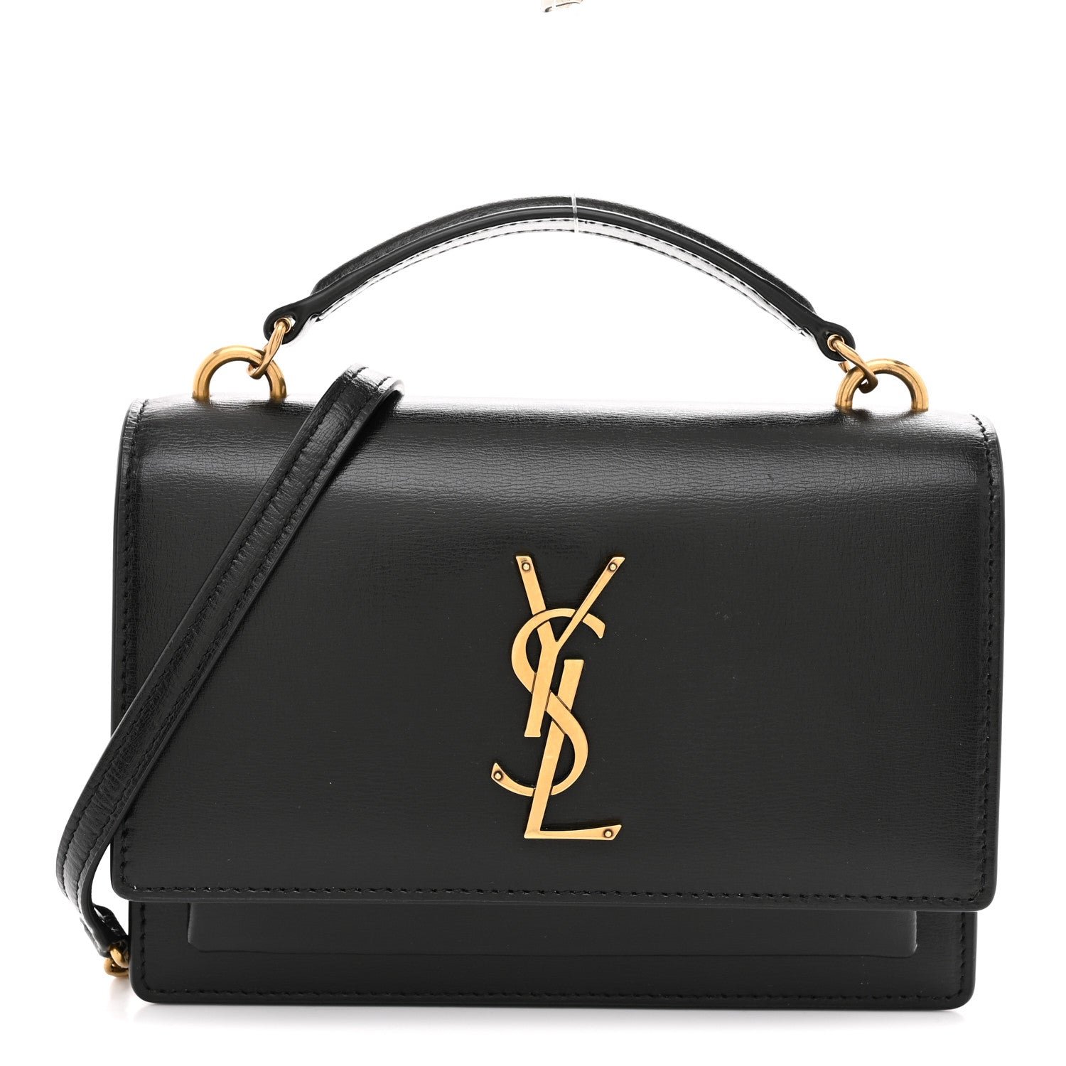 Saint Laurent Calfskin Monogram Sunset Chain Wallet Black