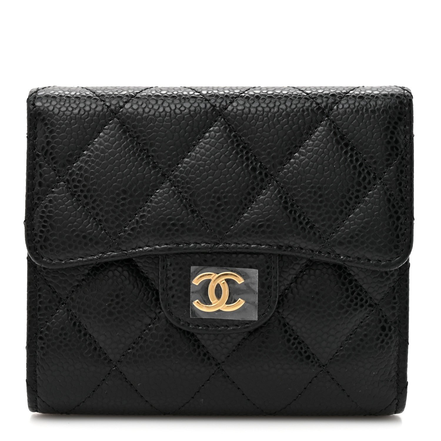 Chanel Caviar Quilted Compact Flap Wallet Black