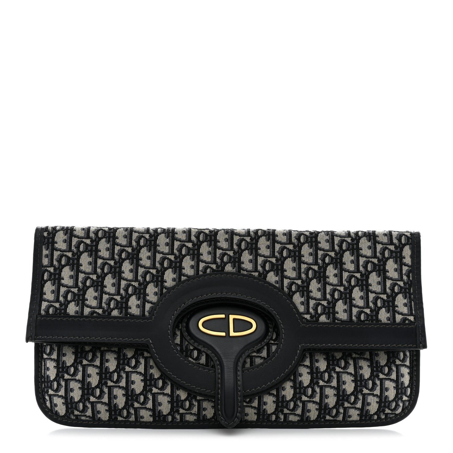 Christian Dior Oblique Fold Over Clutch Blue