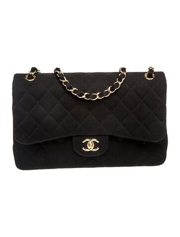 Quilted Jersey Large Double Flap Bag