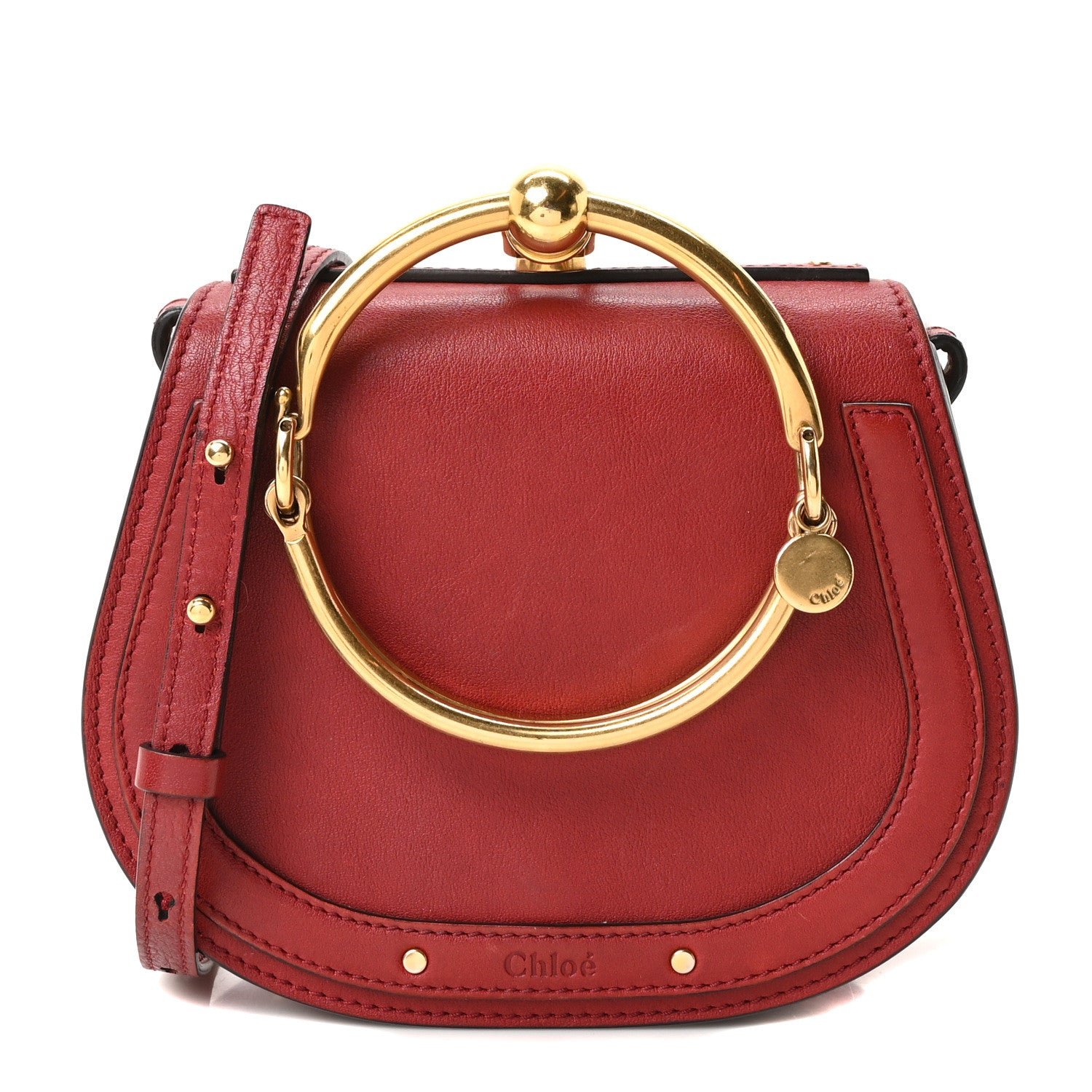 Chloe Calfskin Suede Small Nile Bracelet Bag Intense Red