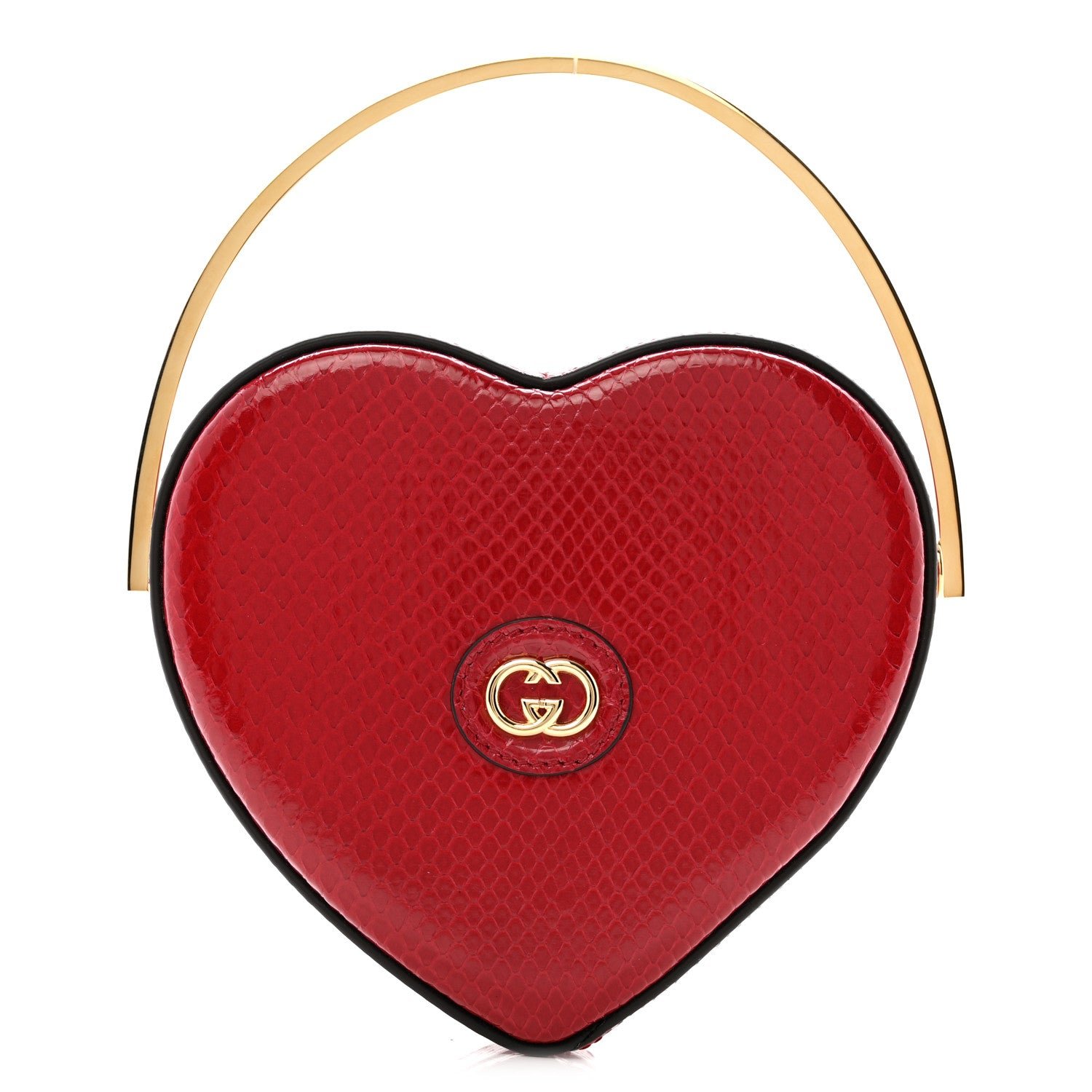 Gucci Snakeskin Broadway Mini Heart Top Handle Bag Rasberry Candy