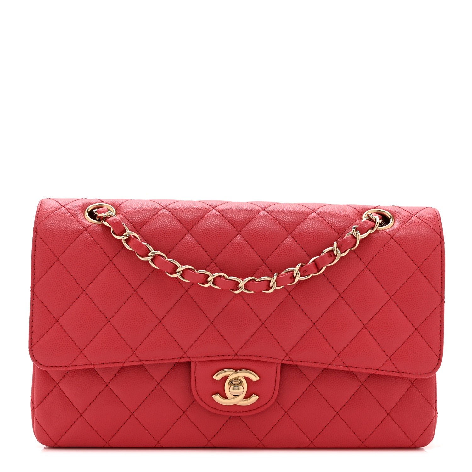 Chanel Caviar Quilted Medium Double Flap Pink
