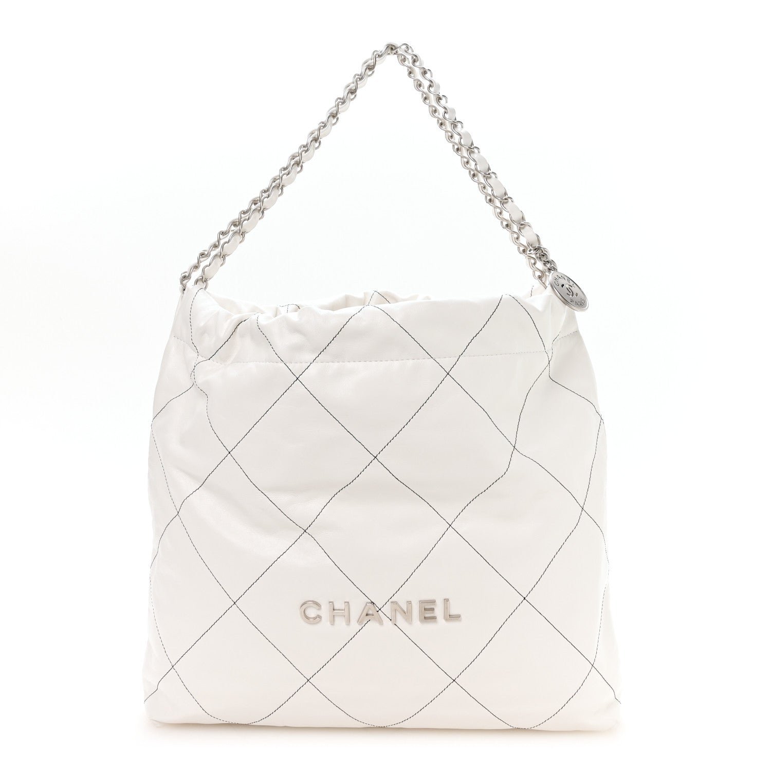 Chanel Shiny Calfskin Quilted Chanel 22 White Black