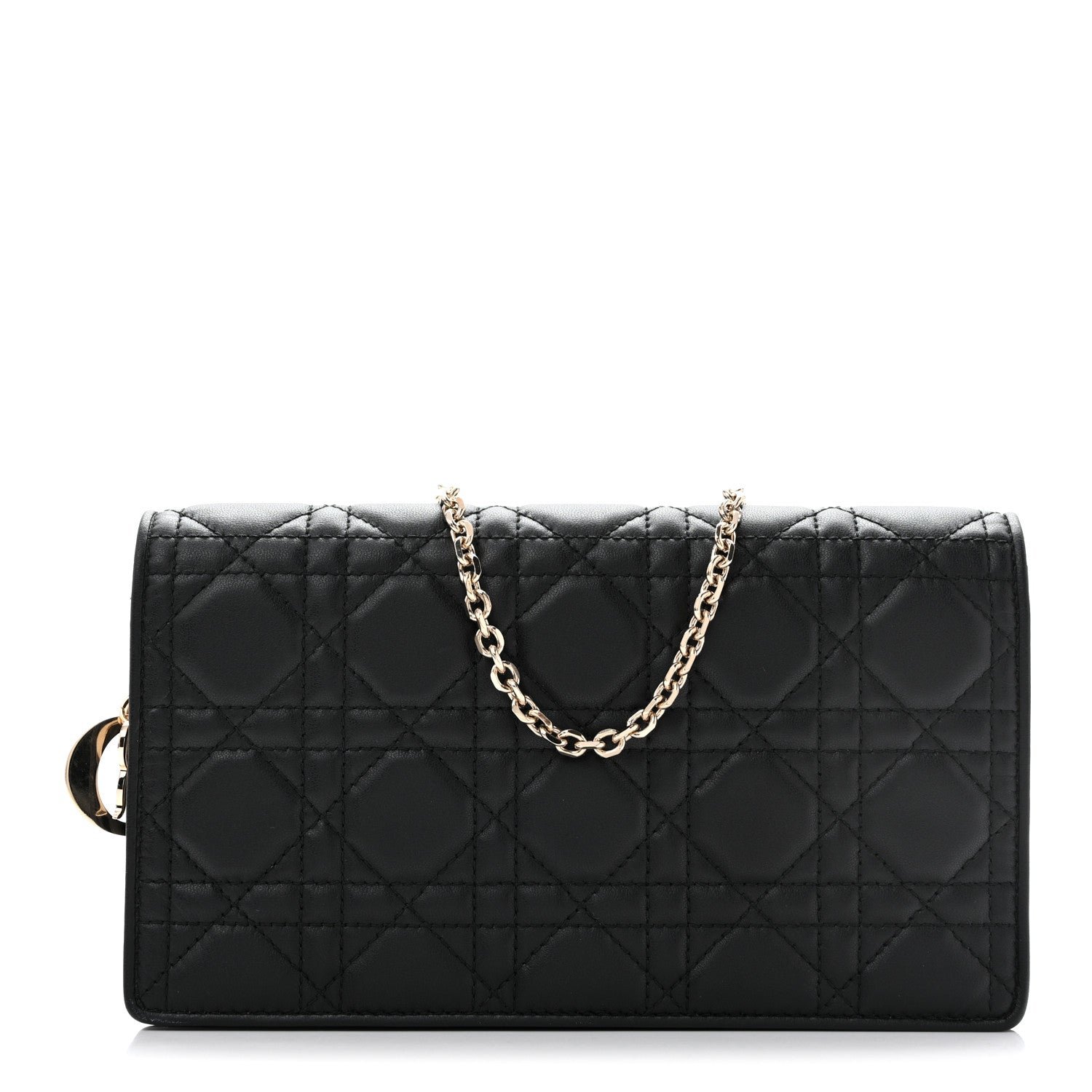 Christian Dior Lambskin Cannage Lady Dior Pouch Black