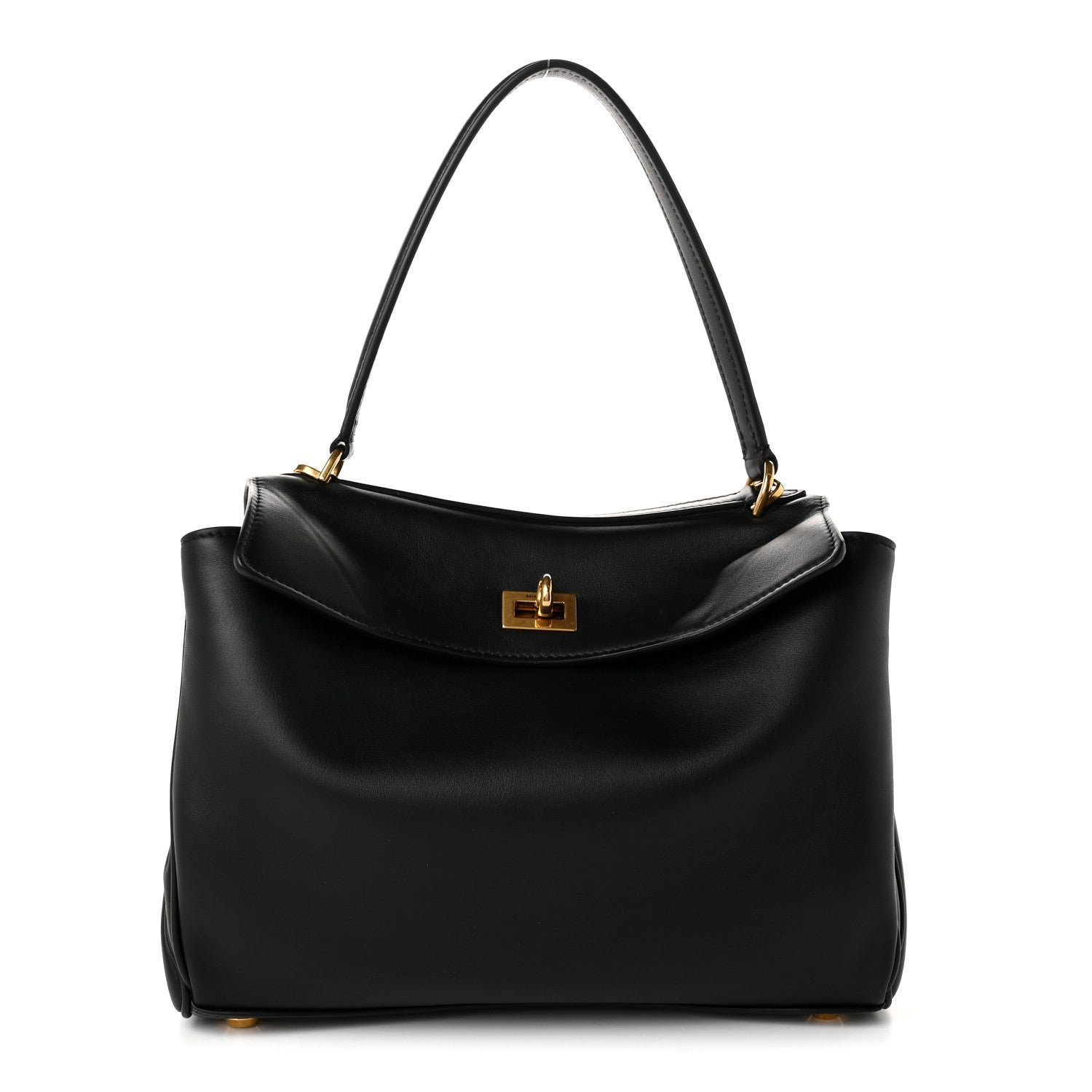 Balenciaga Natural Smooth Calfskin Medium Rodeo Top Handle Handbag Black