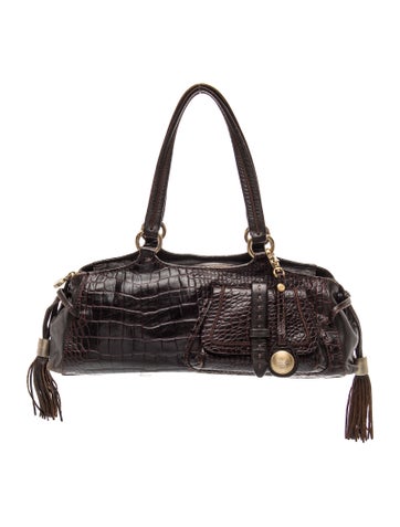 Lancel Embossed Leather Shoulder Bag
