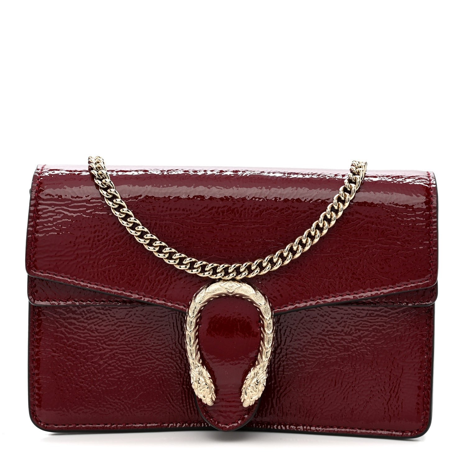 Gucci Crinkled Patent Mini Dionysus Shoulder Bag Rosso Ancora Red