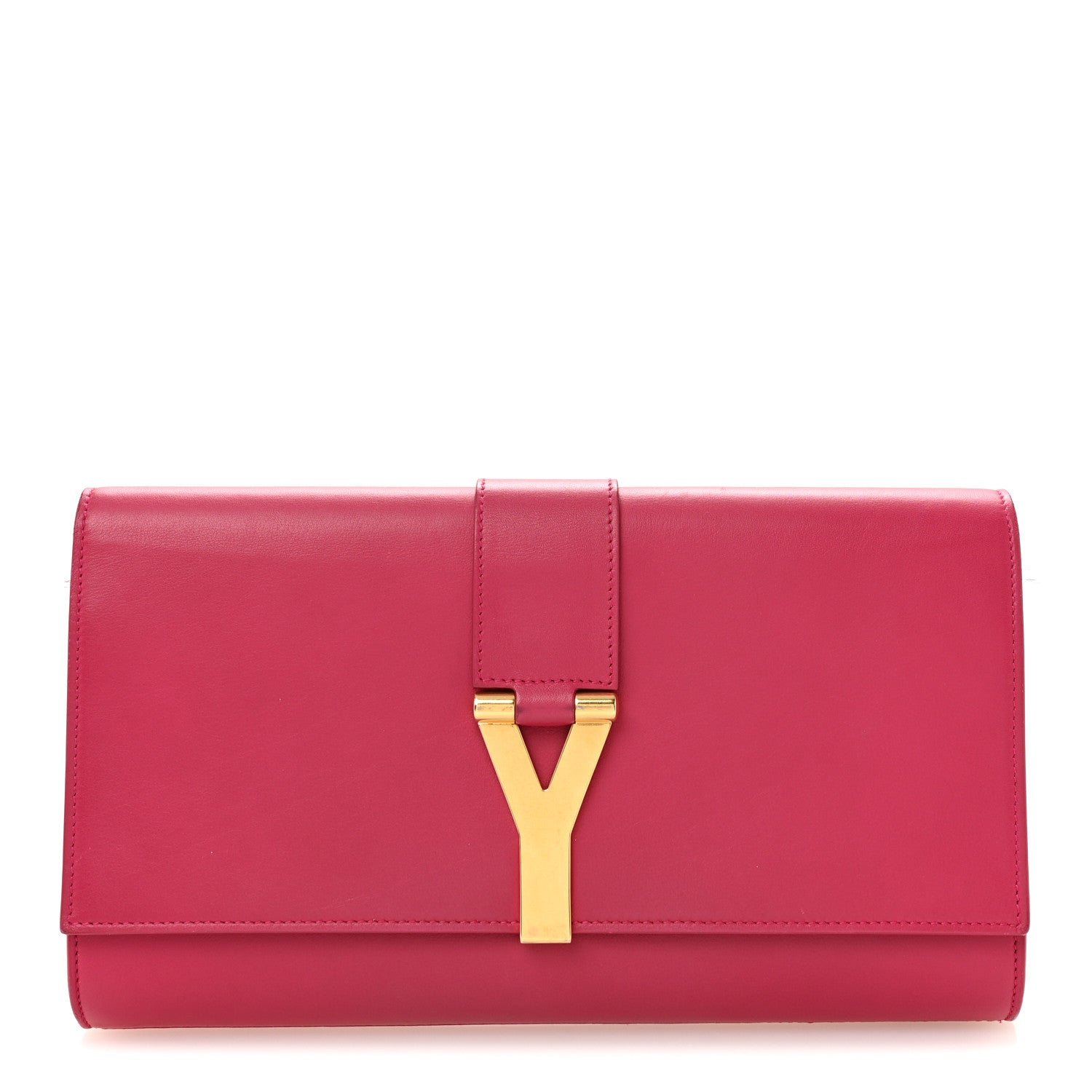 Saint Laurent Calfskin Classic Y Ligne Clutch Fuchsia