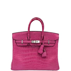 Hermes Hermès Birkin 25 Rose Sheherazade Matte Alligator Palladium Hardware