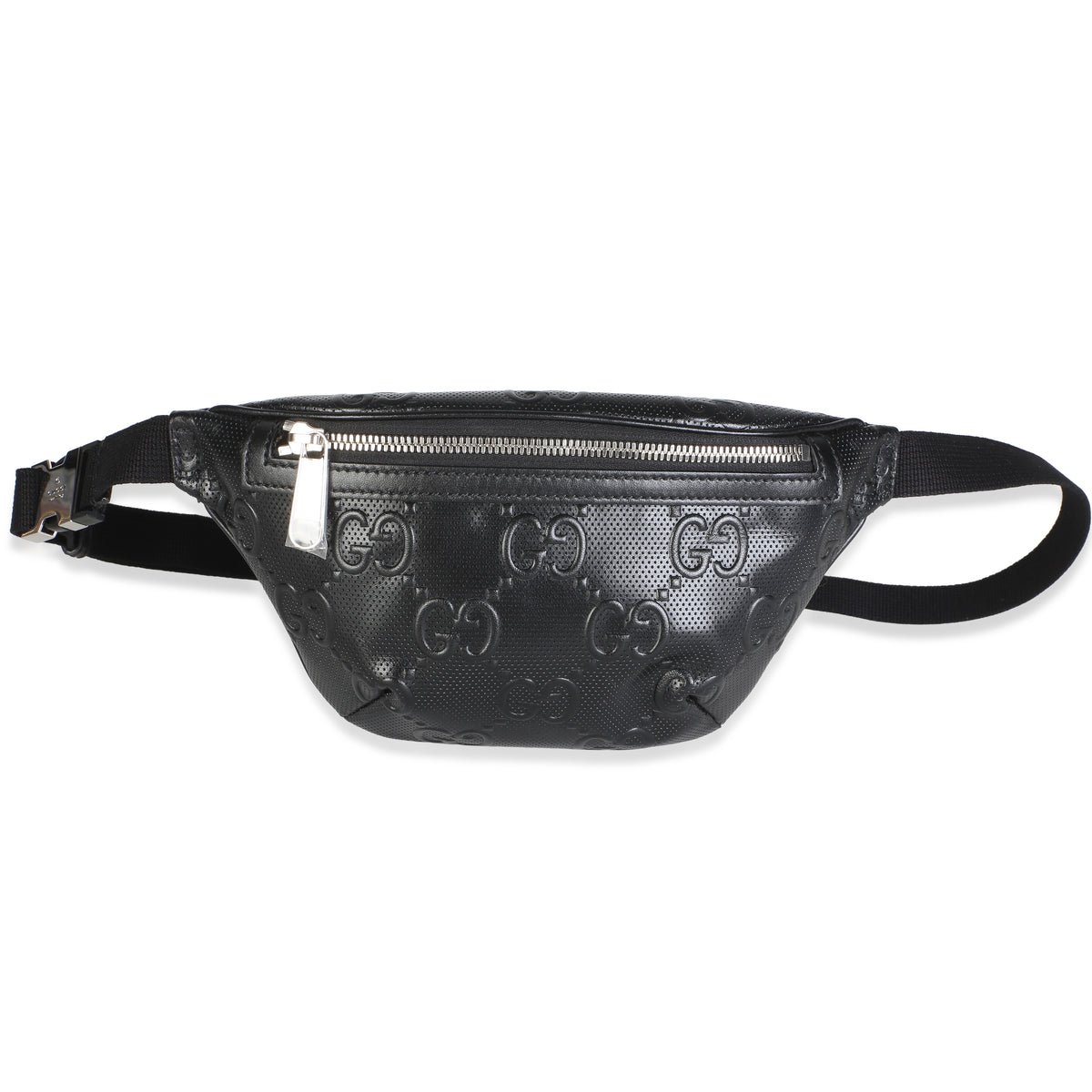 Black GG Tennis Embossed Calfskin Belt Bag