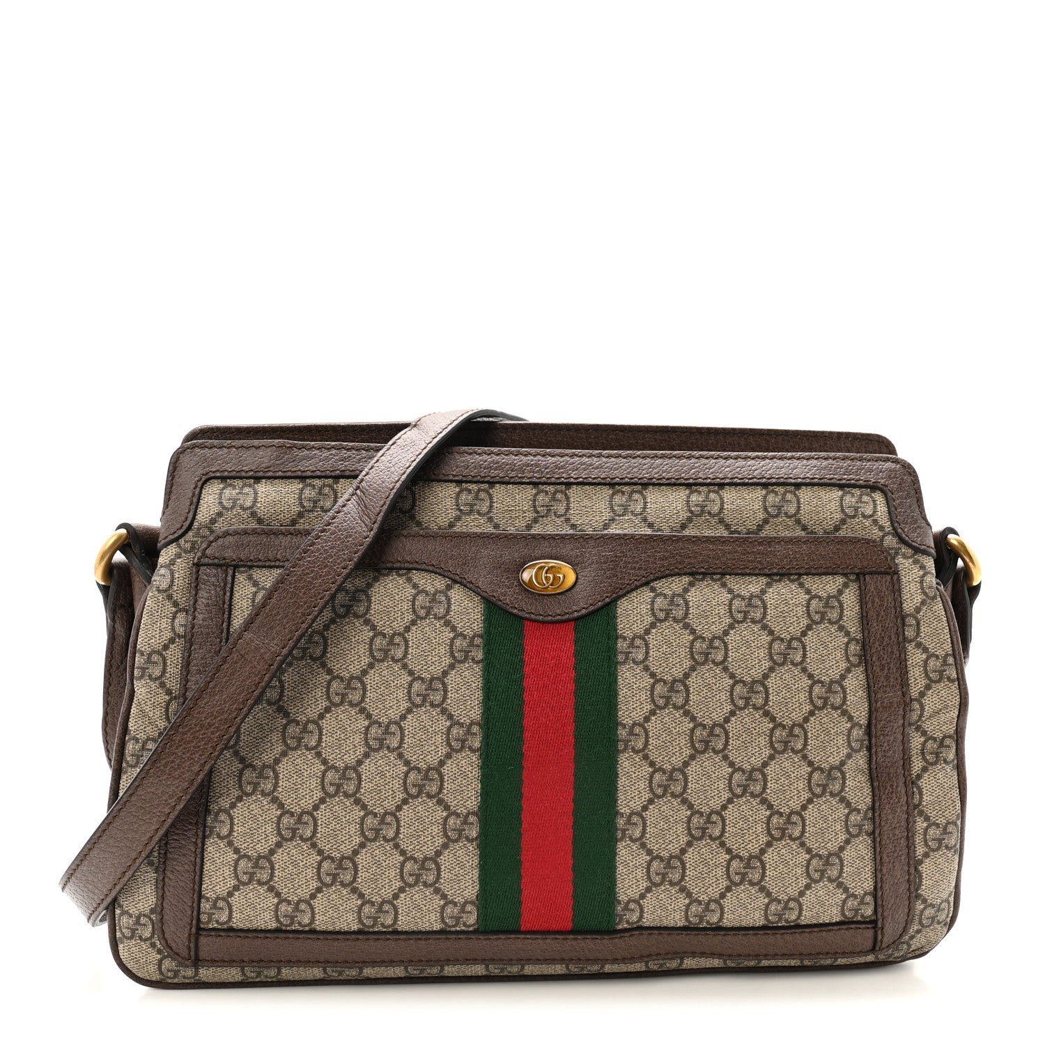 Gucci GG Supreme Monogram Web Medium Ophidia Shoulder Bag Beige New Acero