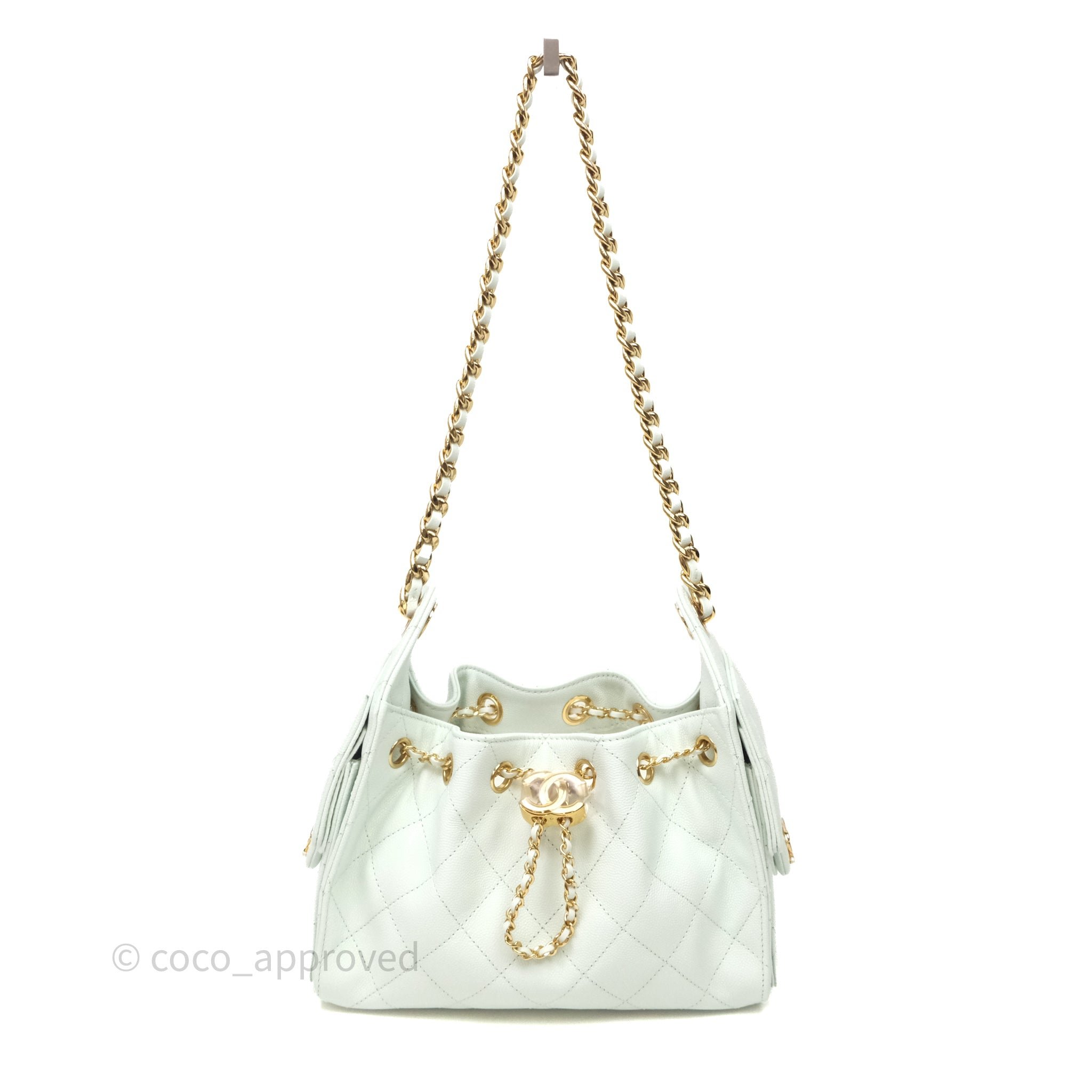 Chanel 25 Mini Bag Light Blue Caviar Gold Hardware