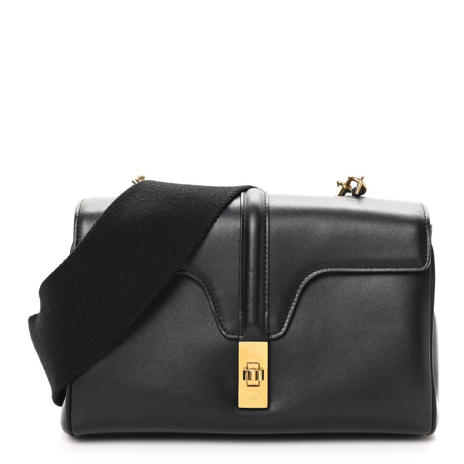 Celine Grained Calfskin Teen Soft 16 Shoulder Bag Black