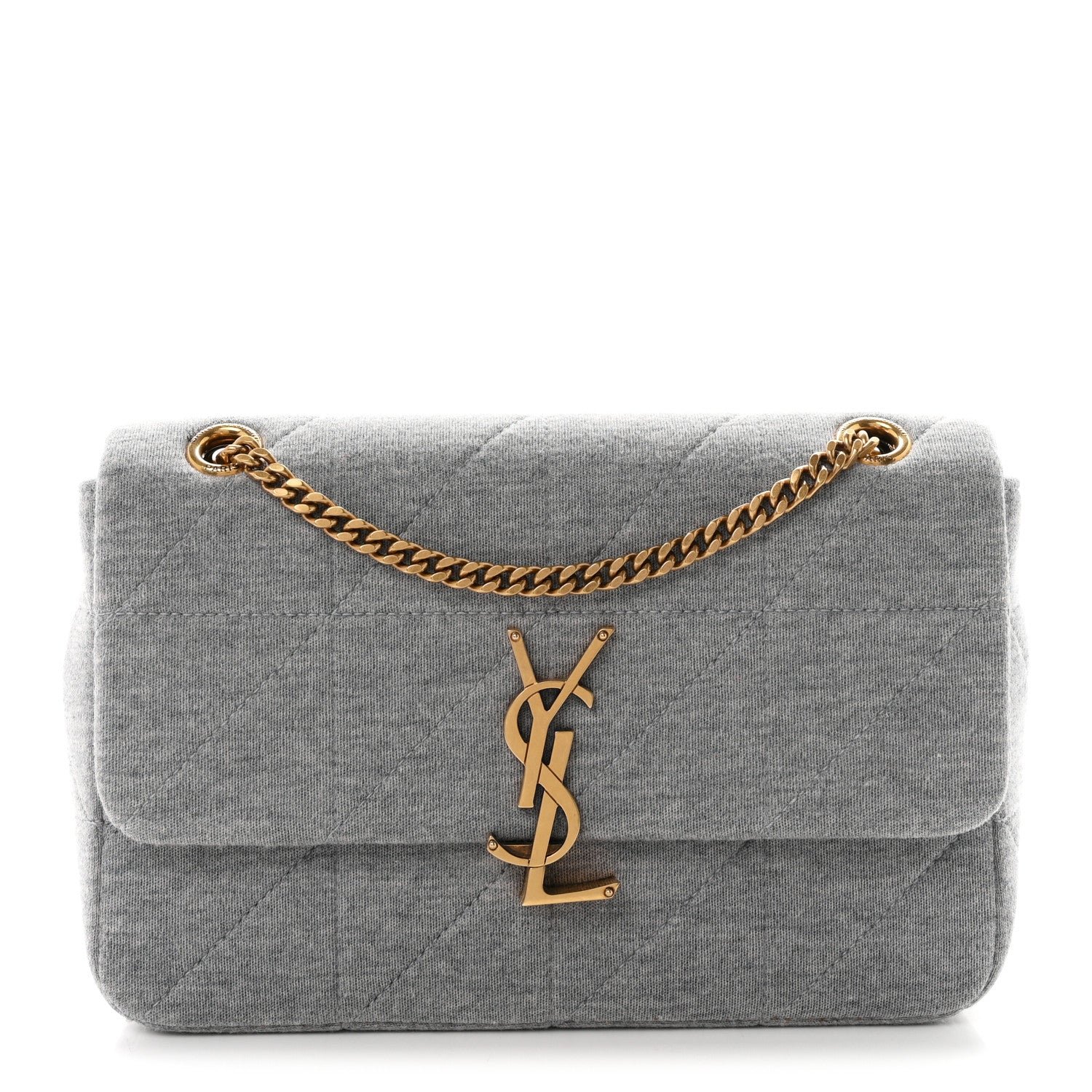 Saint Laurent Jersey Wool Patchwork Monogram Medium Jamie Grey