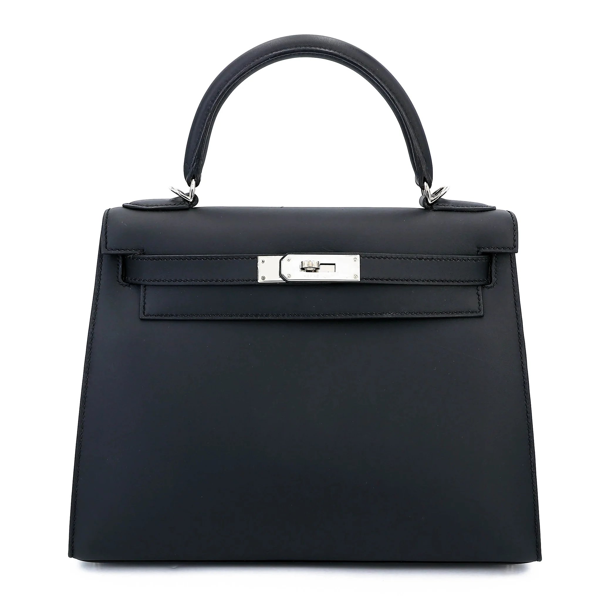 Very Good ( Rank A) HERMÈS Kelly 28 Sellier Noir (89) Sombrero Palladium hardware T (2015)