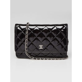 Chanel Chanel Black Quilted Patent Leather Classic WOC Clutch Bag
