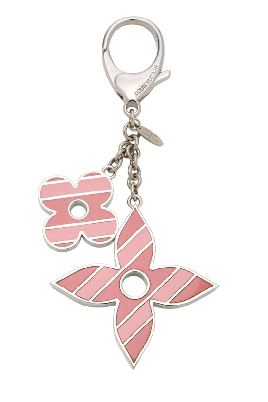 Silver Sweet Stripes Flower Bag Charm