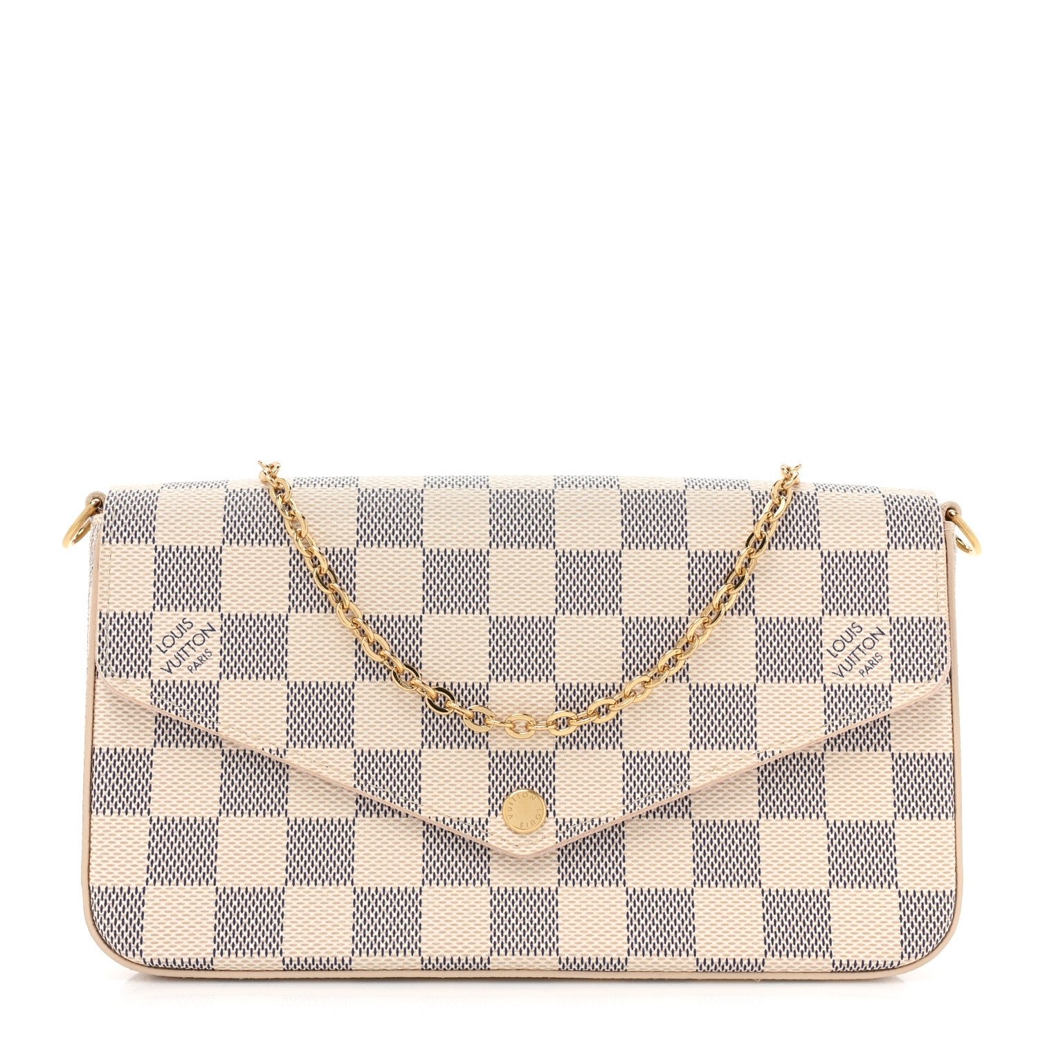 Louis Vuitton Damier Azur Pochette Felicie Chain Wallet Rose Ballerine