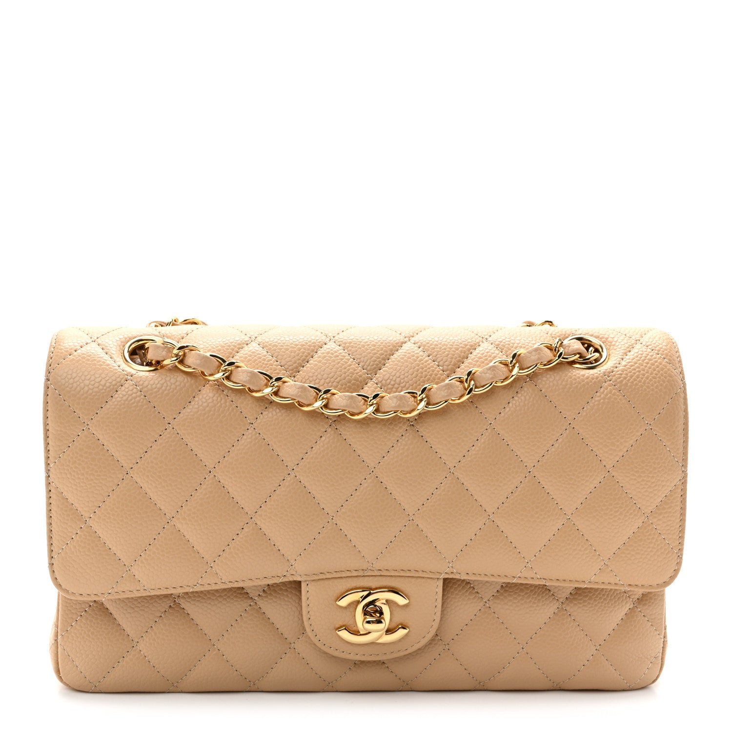 Chanel Caviar Quilted Medium Double Flap Beige Clair