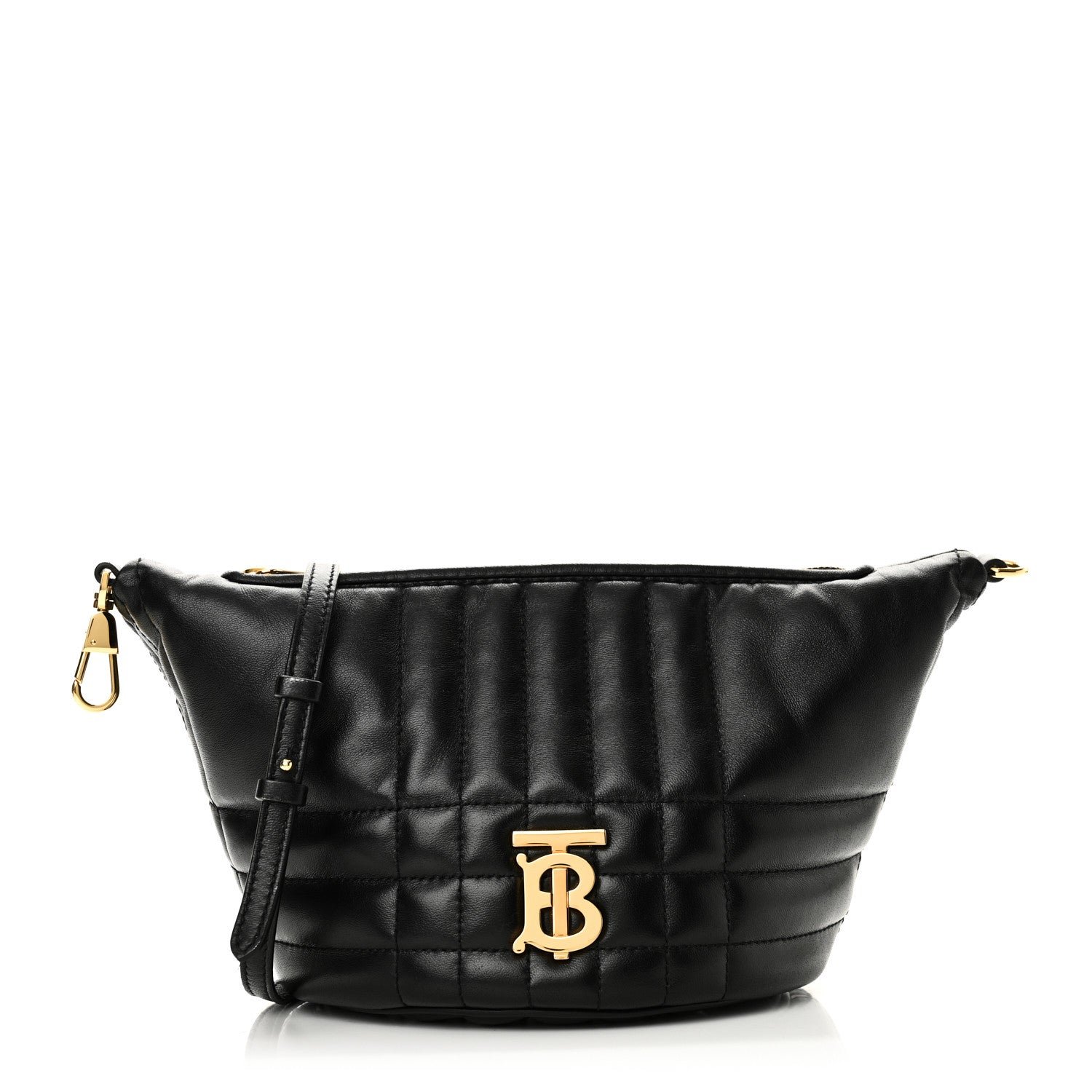 Burberry Lambskin Quilted Small Crescent Lola Bag Black