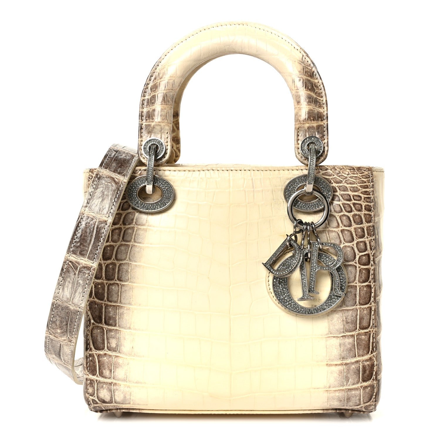 Christian Dior Niloticus Crocodile Himalaya Crystal Small Lady Dior White