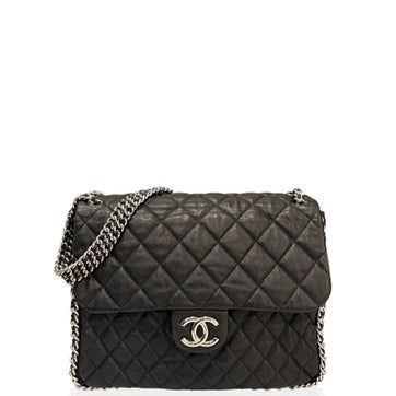 Calfskin Chain Around Maxi Flap Bag