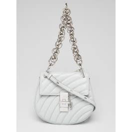 Chloe Chloe Light Blue Quilted Leather Mini Bijou Drew Bag